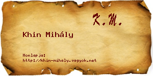 Khin Mihály névjegykártya